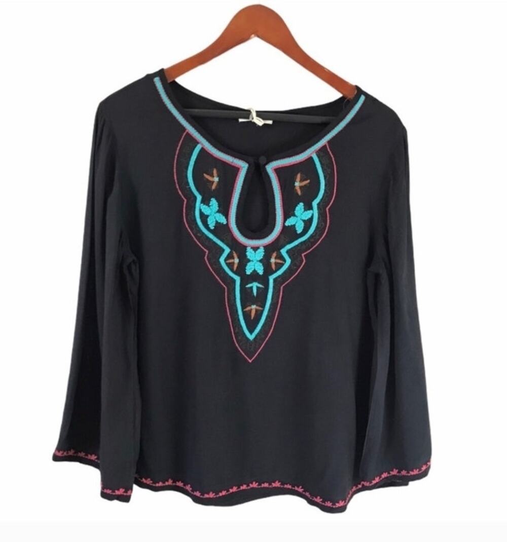 Flint & Moss Embroidered Boho Top Size Small NWT